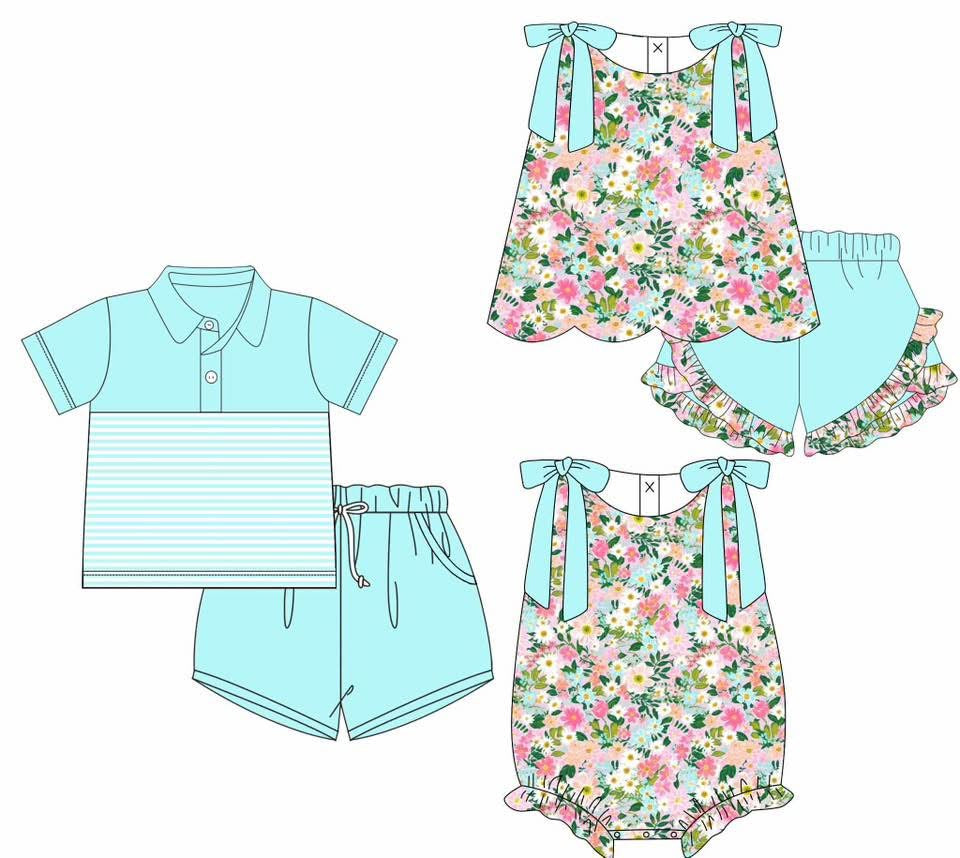 Pre-Order Floral Collection With Blue Top Bows
