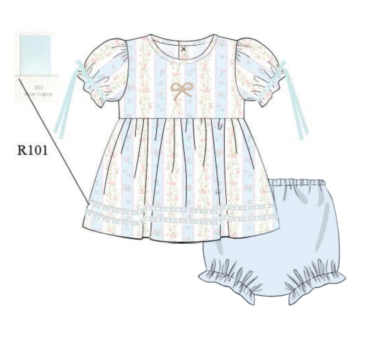 PO95 For the Girls - Pearl Bow Bloomer Set (5T+ Dress Length)