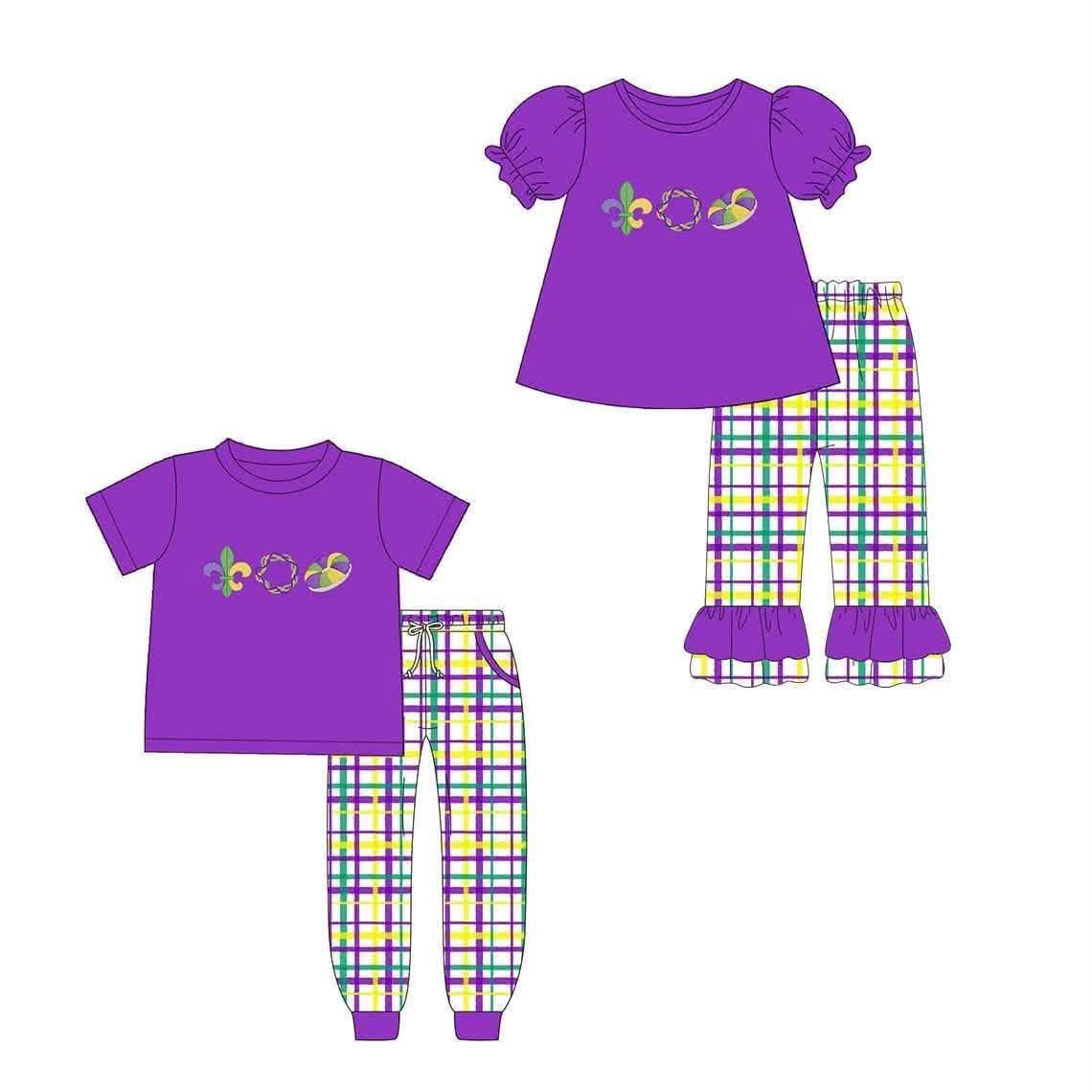 Pre-Order Plaid Mardi Gras Sibling Match