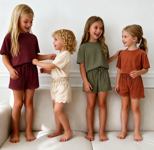 Pre-Order Fall Scallop Short Sets