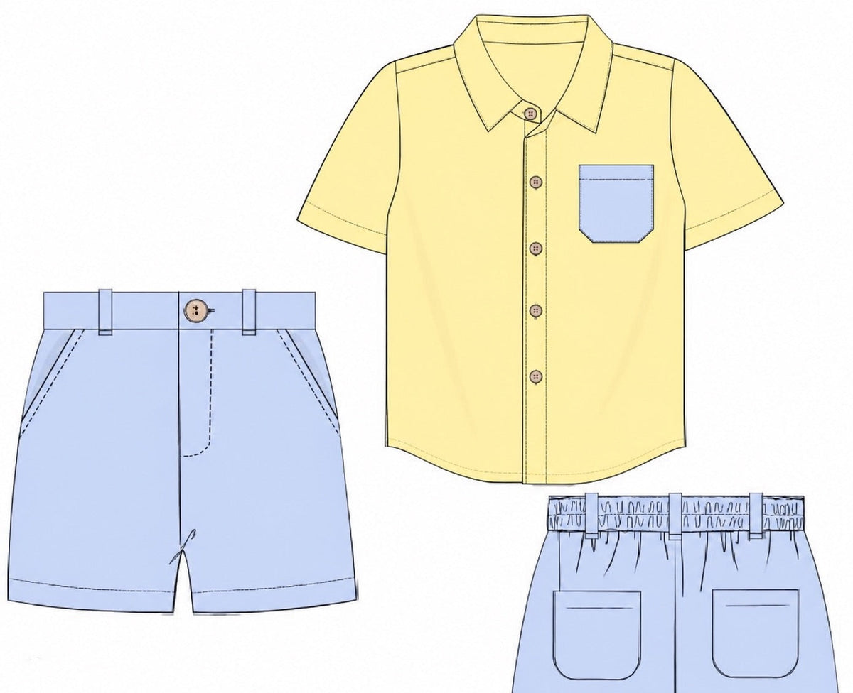 PO57 Butter & Blues Heirloom Polo Short Set