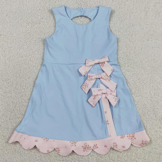 RTS Baby Blue W/ Pink Floral Athletic Dress